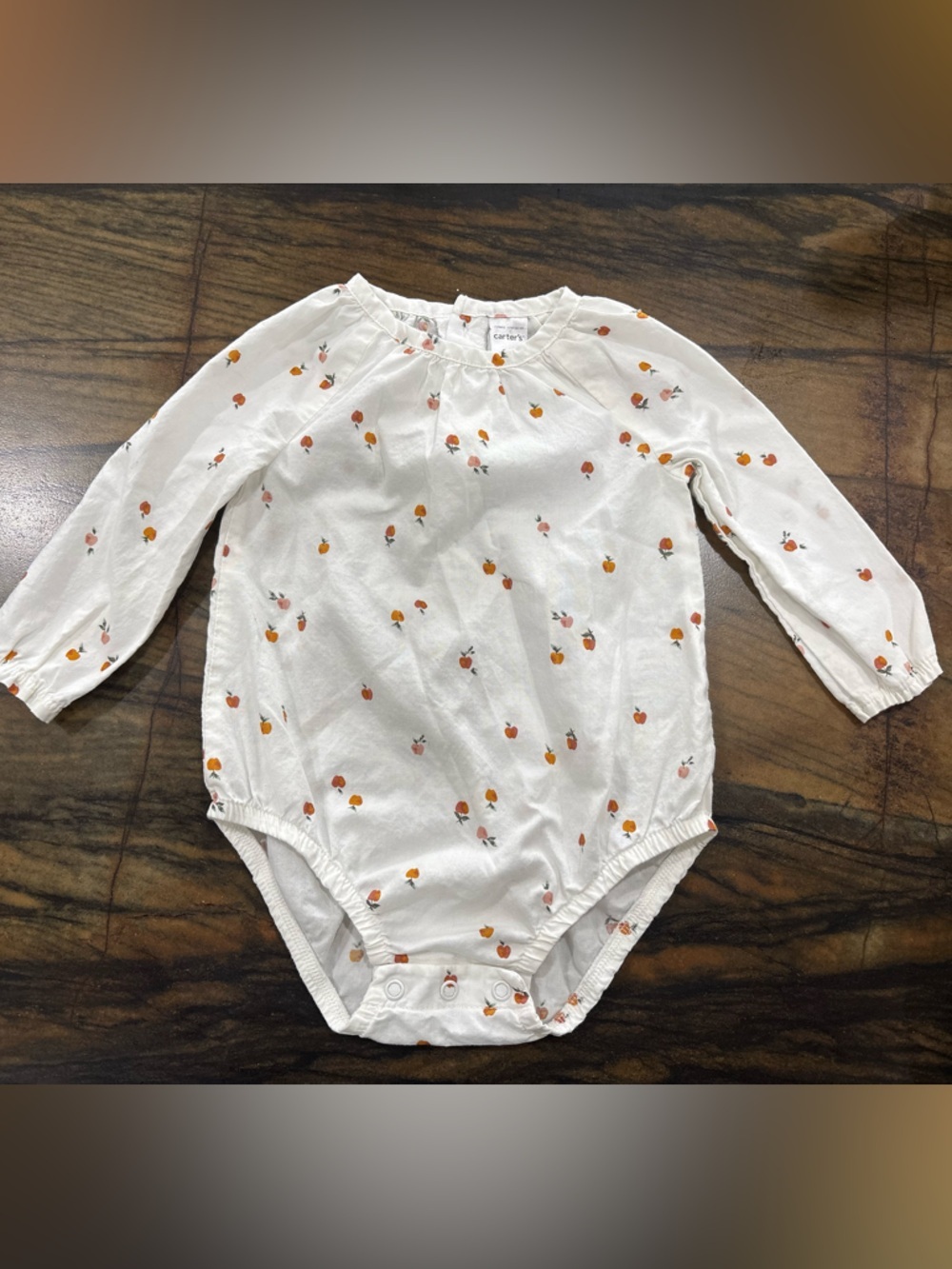 Carter's White Long-Sleeve Baby Bodysuit with Tiny apples Fruit Print 🍎